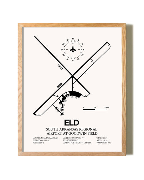 South Arkansas Regional Airport At Goodwin Field framed print in natural wood frame