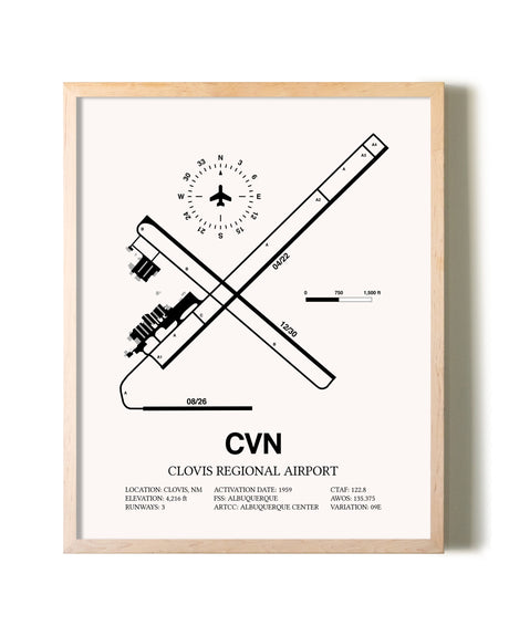 Clovis Regional Airport framed wall art in white frame