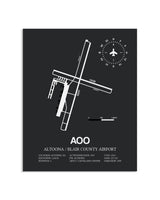Gray Framed Altoona / Blair County Airport layout wall art poster