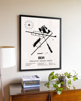 Bridgeport / Sikorsky Airport aviation wall décor in black wood frame