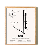 Great Bend Municipal Airport framed print in natural wood frame