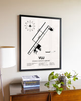 Stanly County Airport aviation wall décor in black wood frame