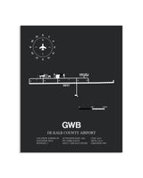 Gray Framed De Kalb County Airport layout wall art poster