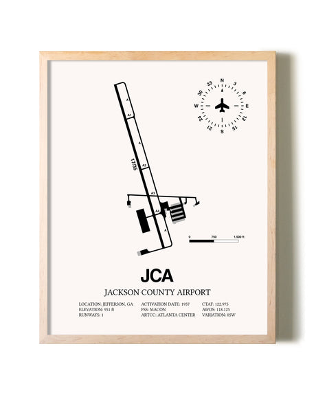 Jackson County Airport framed wall art in white frame
