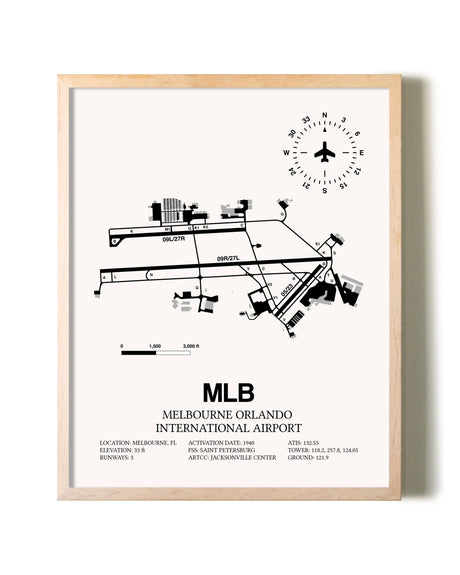Melbourne Orlando International Airport framed wall art in white frame