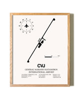 General Mariano Matamoros International Airport framed print in natural wood frame