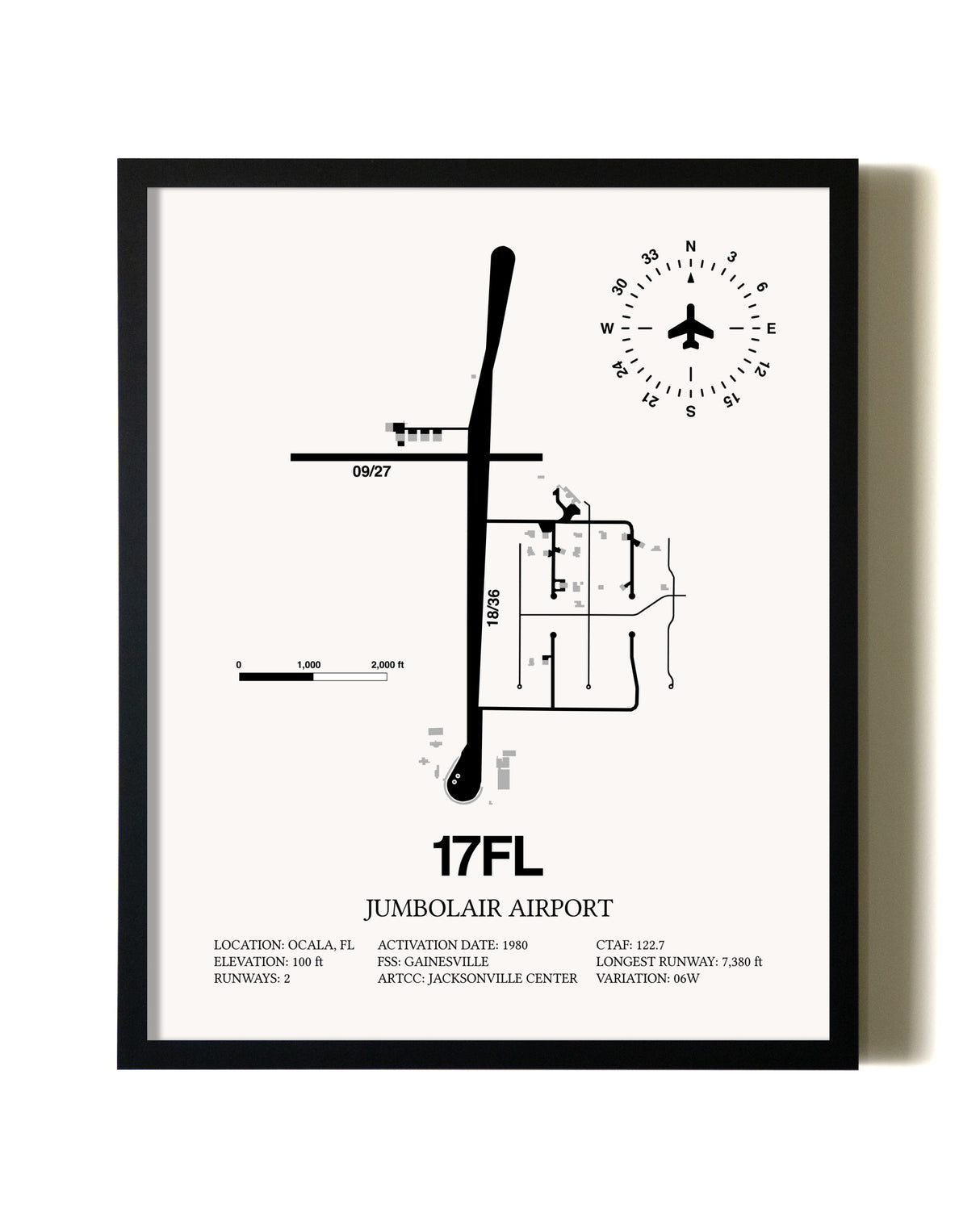 Framed Jumbolair Airport wall art poster in black frame