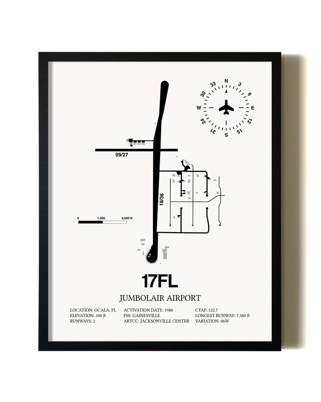 Framed Jumbolair Airport wall art poster in black frame