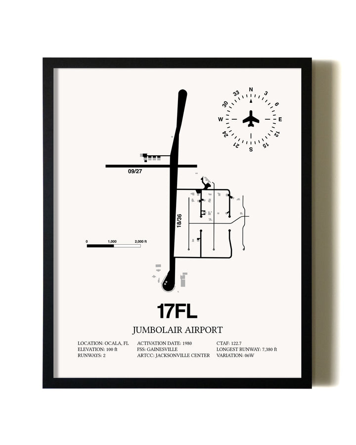 Framed Jumbolair Airport wall art poster in black frame