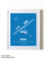 Southwest Florida International Airport framed wall art in white frame with mat