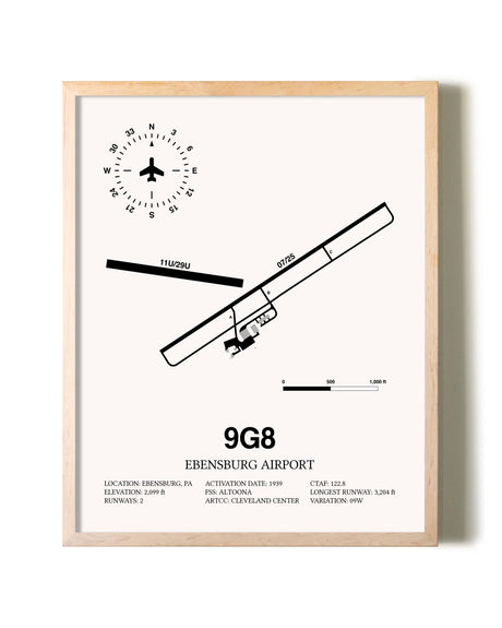 Ebensburg Airport framed wall art in white frame