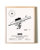 Eastern WV Regional Airport / Shepherd Field framed wall art in white frame