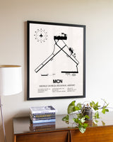Middle Georgia Regional Airport aviation wall décor in black wood frame