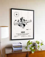 Hagerstown Regional Airport-Richard A. Henson Field aviation wall décor in black wood frame