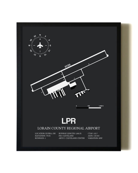 Unframed Lorain County Regional Airport map print poster