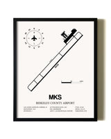 Framed Berkeley County Airport wall art poster in black frame