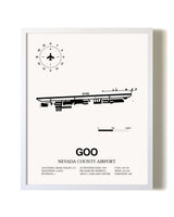 Nevada County Airport airport map poster in oak frame
