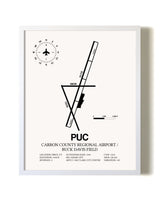 Carbon County Regional Airport / Buck Davis Field airport map poster in oak frame
