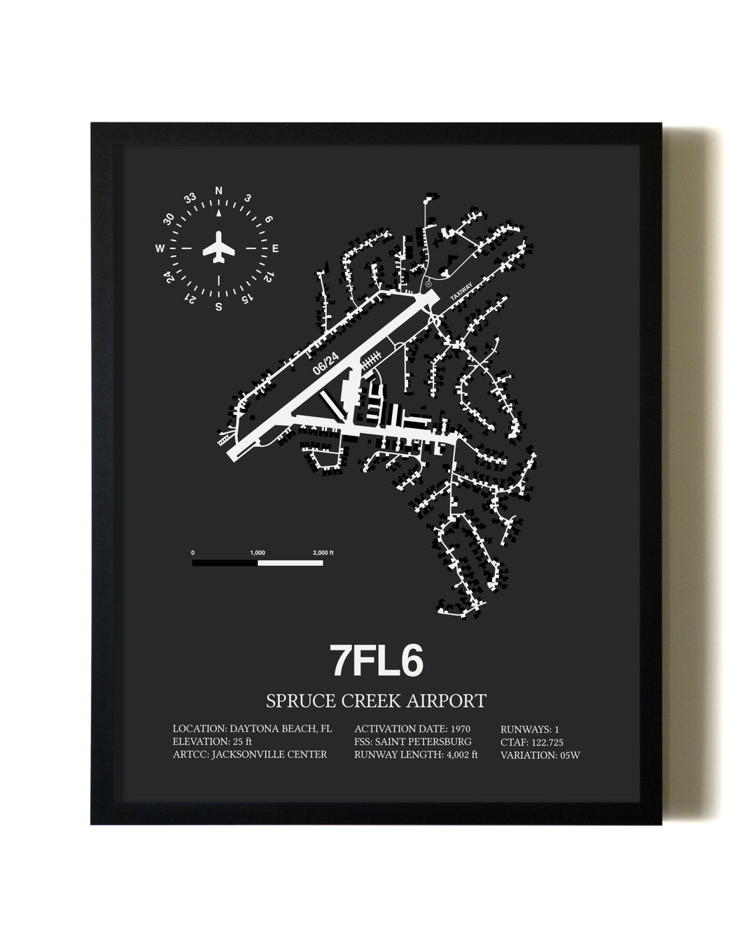 Unframed Spruce Creek Airport map print poster