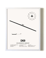 Rogersburg Airport airport map poster in oak frame