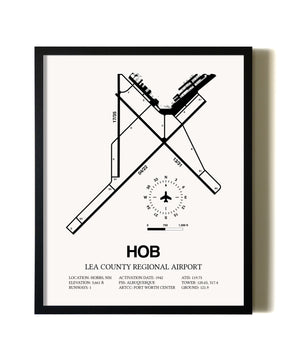 Framed Lea County Regional Airport wall art poster in black frame