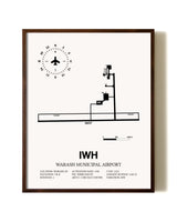 Wabash Municipal Airport aviation print in walnut frame