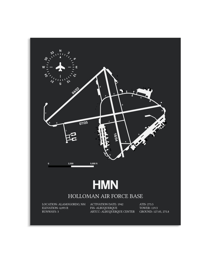 Gray Framed Holloman Air Force Base layout wall art poster