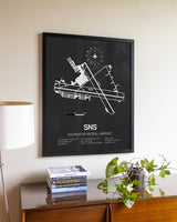 Gray Framed Salinas Municipal Airport wall art poster in black frame
