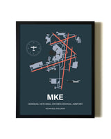Slate Framed General Mitchell International Airport wall art poster in black frame