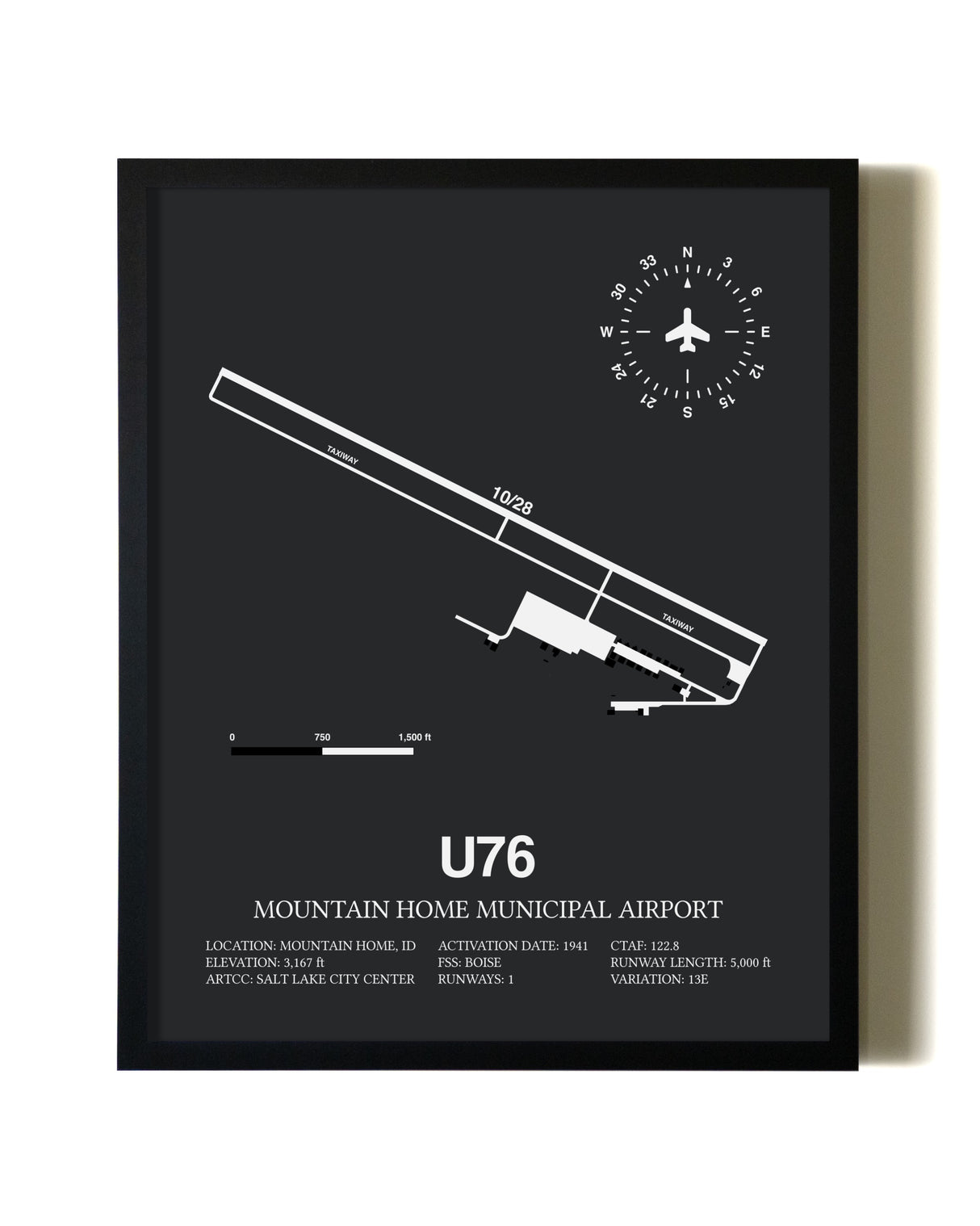Unframed Mountain Home Municipal Airport map print poster