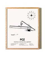 Waupaca Municipal Airport framed print in natural wood frame