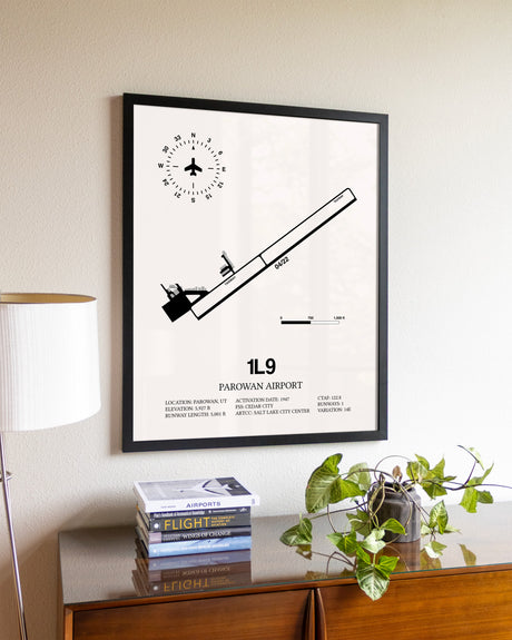 Parowan Airport aviation wall décor in black wood frame
