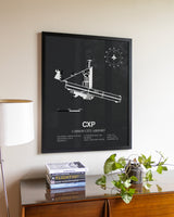 Gray Framed Carson City Airport wall art poster in black frame