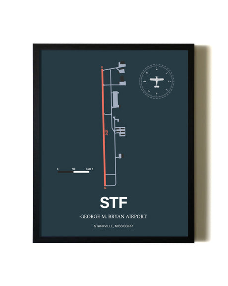 Slate Framed George M. Bryan Airport wall art poster in black frame