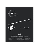 Gray Framed Bloomsburg Municipal Airport layout wall art poster