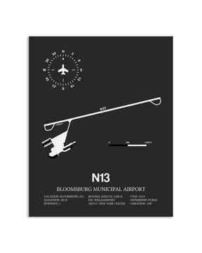 Gray Framed Bloomsburg Municipal Airport layout wall art poster