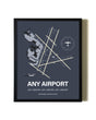 Blue and Cream Framed Any Airport layout wall art poster