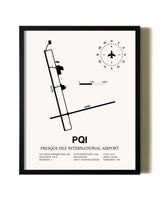 Framed Presque Isle International Airport wall art poster in black frame