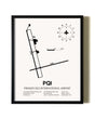Framed Presque Isle International Airport wall art poster in black frame