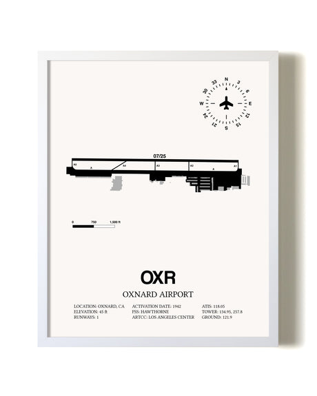 Oxnard Airport airport map poster in oak frame