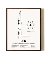 Stanton County Municipal Airport aviation print in walnut frame