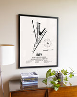 Beirut-Rafic Hariri International Airport aviation wall décor in black wood frame