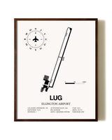 Ellington Airport aviation print in walnut frame