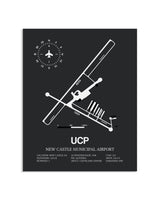 Gray Framed New Castle Municipal Airport layout wall art poster