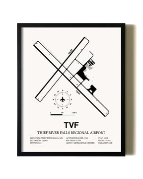 Framed Thief River Falls Regional Airport wall art poster in black frame