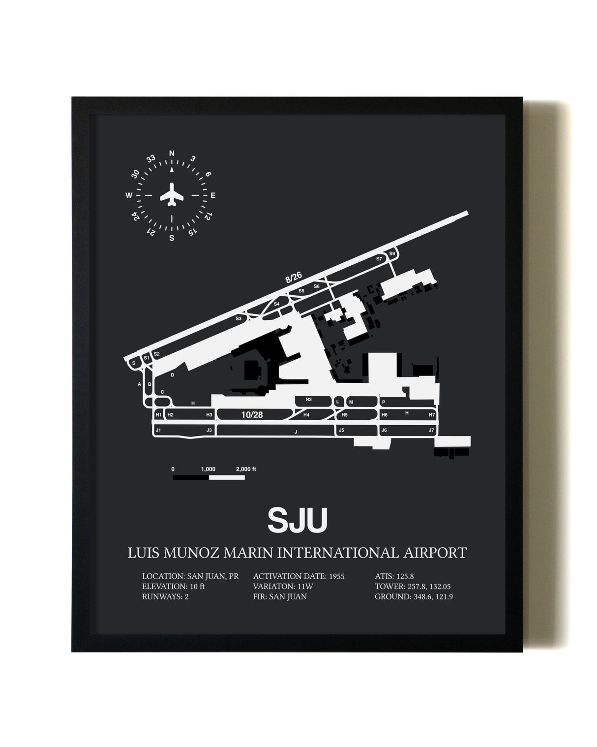 Unframed Luis Munoz Marin International Airport map print poster