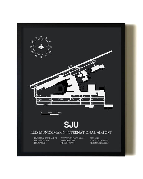 Unframed Luis Munoz Marin International Airport map print poster