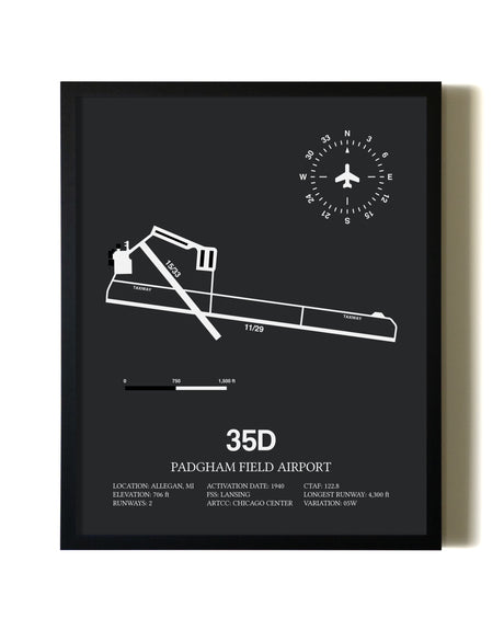 Unframed Padgham Field Airport map print poster