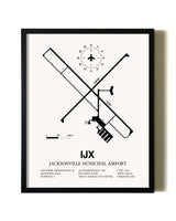 Framed Jacksonville Municipal Airport wall art poster in black frame