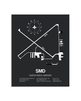 Gray Framed Smith Field Airport layout wall art poster